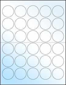 Sheet of 1.5" Circle White Gloss Inkjet labels