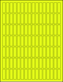 Sheet of 0.375" x 1.375" Fluorescent Yellow labels