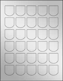 Sheet of 1.25" x 1.375" Silver Foil Laser labels