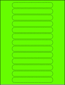 Sheet of 5.375" x 0.6875" Fluorescent Green labels