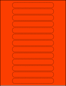 Sheet of 5.375" x 0.6875" Fluorescent Red labels