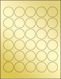 Sheet of 1.4218" Circle Gold Foil Inkjet labels