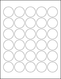 Sheet of 1.4218" Circle Weatherproof Gloss Inkjet labels