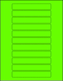 Sheet of 5.3" x 0.8" Fluorescent Green labels
