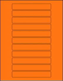 Sheet of 5.3" x 0.8" Fluorescent Orange labels