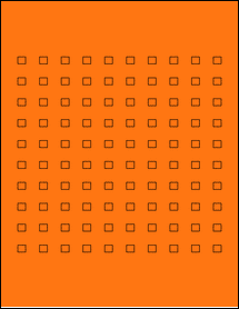 Sheet of 0.28" x 0.25" Fluorescent Orange labels