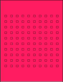 Sheet of 0.28" x 0.25" Fluorescent Pink labels