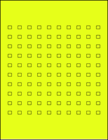 Sheet of 0.28" x 0.25" Fluorescent Yellow labels