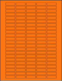 Sheet of 1.3" x 0.35" Fluorescent Orange labels