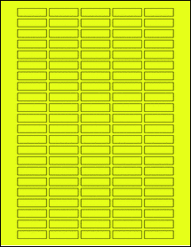 Sheet of 1.3" x 0.35" Fluorescent Yellow labels