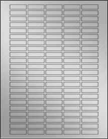 Sheet of 1.3" x 0.35" Weatherproof Silver Polyester Laser labels