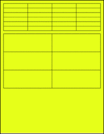 Sheet of 2" x 0.375" Fluorescent Yellow labels