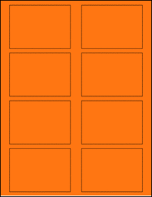 Sheet of 3.4375" x 2.4375" Fluorescent Orange labels