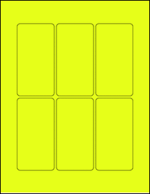 Sheet of 2.125" x 4.125" Fluorescent Yellow labels