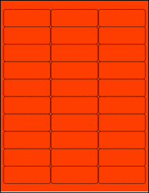 Sheet of 2.7" x 1" Fluorescent Red labels