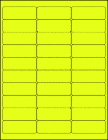Sheet of 2.7" x 1" Fluorescent Yellow labels