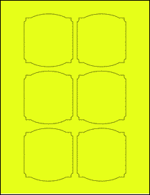 Sheet of 2.7839" x 3" Fluorescent Yellow labels