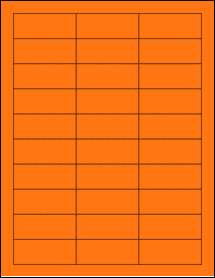 Sheet of 2.5" x 1" Fluorescent Orange labels