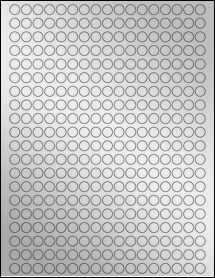 Sheet of 0.4" Circle Silver Foil Inkjet labels