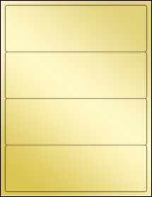 Sheet of 8" x 2.625" Gold Foil Laser labels