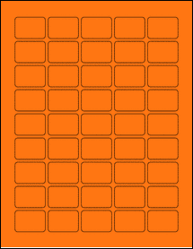 Sheet of 1.35" x 0.95" Fluorescent Orange labels