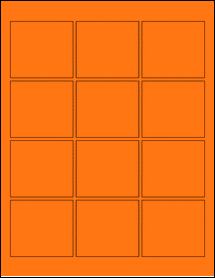 Sheet of 2.5" x 2.25" Fluorescent Orange labels