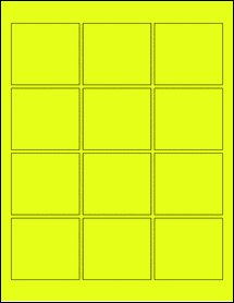 Sheet of 2.5" x 2.25" Fluorescent Yellow labels