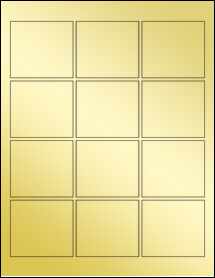 Sheet of 2.5" x 2.25" Gold Foil Inkjet labels
