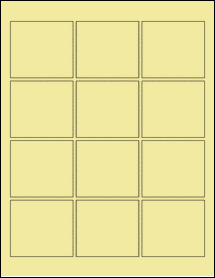 Sheet of 2.5" x 2.25" Pastel Yellow labels