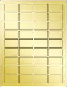 Sheet of 1.75" x 1" Gold Foil Laser labels