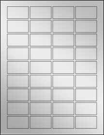 Sheet of 1.75" x 1" Silver Foil Inkjet labels