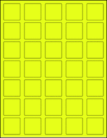 Sheet of 1.325" x 1.325" Fluorescent Yellow labels