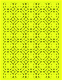 Sheet of 0.33" Circle Fluorescent Yellow labels