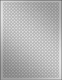Sheet of 0.33" Circle Weatherproof Silver Polyester Laser labels