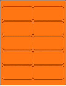 Sheet of 3.99606" x 1.77165" Fluorescent Orange labels