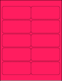 Sheet of 3.99606" x 1.77165" Fluorescent Pink labels