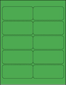 Sheet of 3.99606" x 1.77165" True Green labels