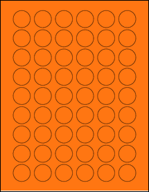 Sheet of 0.985" Circle Fluorescent Orange labels
