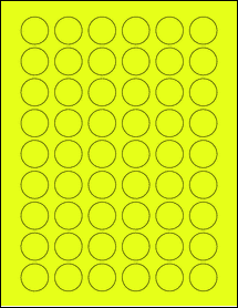 Sheet of 0.985" Circle Fluorescent Yellow labels