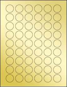Sheet of 0.985" Circle Gold Foil Laser labels