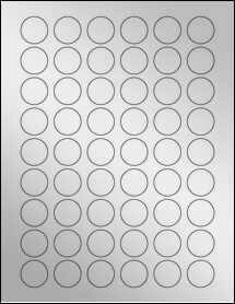 Sheet of 0.985" Circle Silver Foil Inkjet labels