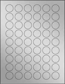 Sheet of 0.985" Circle Weatherproof Silver Polyester Laser labels