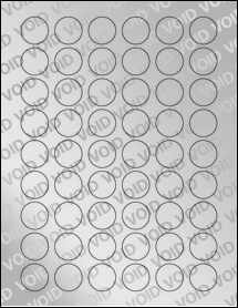 Sheet of 0.985" Circle Void Silver Polyester labels