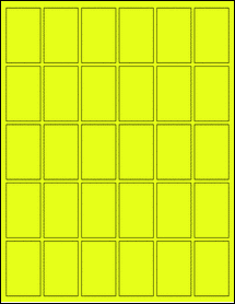 Sheet of 1.25" x 2" Fluorescent Yellow labels