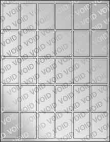 Sheet of 1.25" x 2" Void Silver Polyester labels