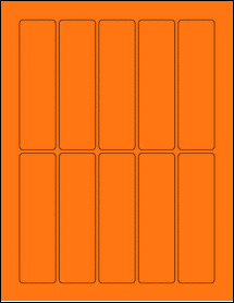 Sheet of 1.33" x 4.75" Fluorescent Orange labels