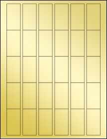 Sheet of 1.09375" x 2.09375" Gold Foil Inkjet labels