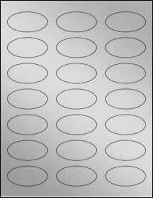 Sheet of 2.25" x 1.125" Oval Weatherproof Silver Polyester Laser labels