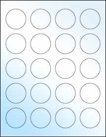 Sheet of 1.625" Circle White Gloss Laser labels
