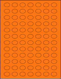 Sheet of 0.8025" x 0.5825" Fluorescent Orange labels